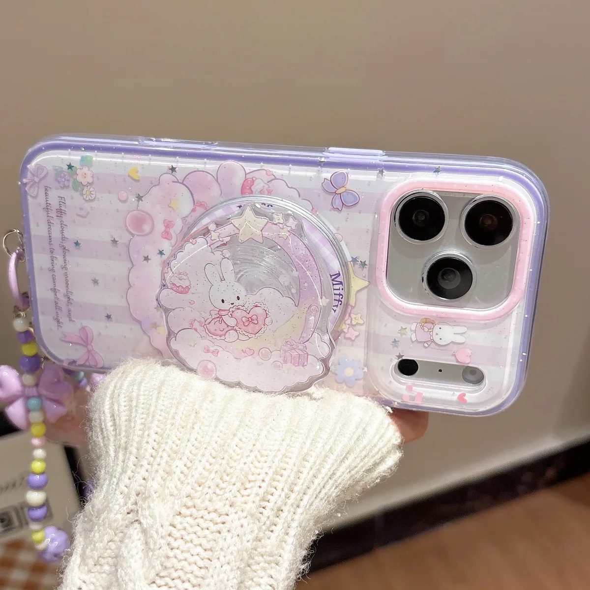 Miffy Kawaii 3D Magnetic Phone Case with Beaded Strap for iPhone 17 16 15 14 13 Pro Max — MagSafe
